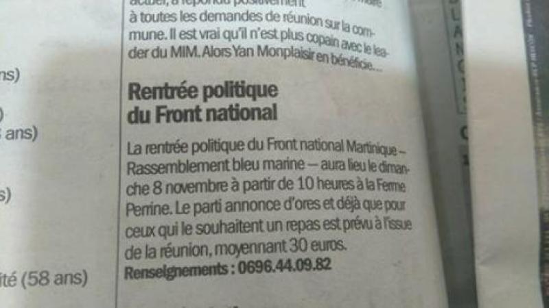 FRONT NATIONAL EN MARTINIQUE : NE PAS LAISER S'INSTALLER L'IGNOMINIE !