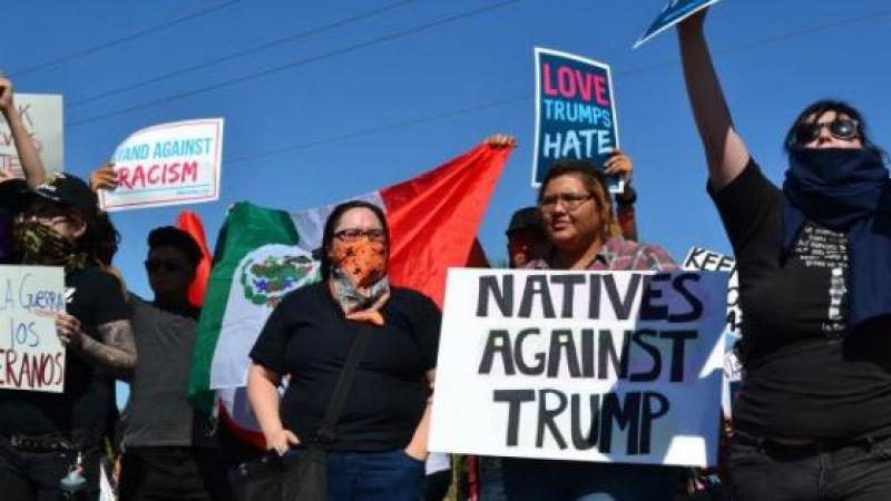 'NATIVES AGAINST TRUMP': PROTESTERS BLOCK ROAD TO DONALD TRUMP RALLY IN ARIZONA